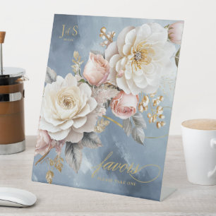 Floral Drama Wedding Favours Blue ID1022 Pedestal Sign