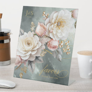 Floral Drama Wedding Favours Green ID1022 Pedestal Sign