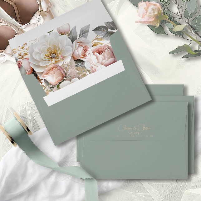 Floral Drama Wedding Green ID1022 Envelope (Creator Uploaded)