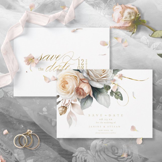 Floral Drama Wedding Green ID1022 Save The Date (Creator Uploaded)