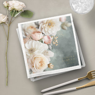 Floral Drama Wedding Table Number Green ID1022 Napkin