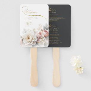 Floral Drama Wedding Welcome Charcoal ID1022 Hand Fan