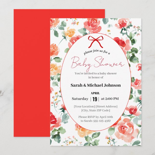 Floral Dream Baby Shower  Invitation (Front/Back)