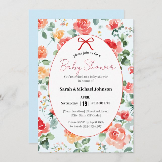 Floral Dream Baby Shower  Invitation (Front/Back)