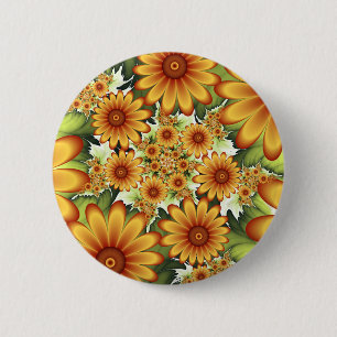 Floral Dream, Modern Abstract Flower Fractal Art 6 Cm Round Badge