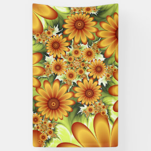 Floral Dream, Modern Abstract Flower Fractal Art Banner