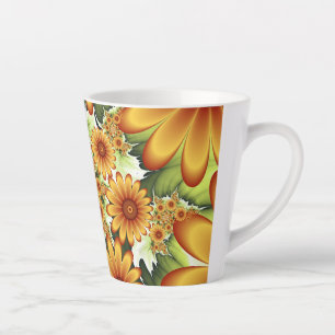 Floral Dream, Modern Abstract Flower Fractal Art Latte Mug