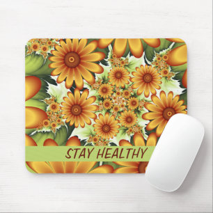 Floral Dream, Modern Abstract Flower Fractal Art Mouse Mat
