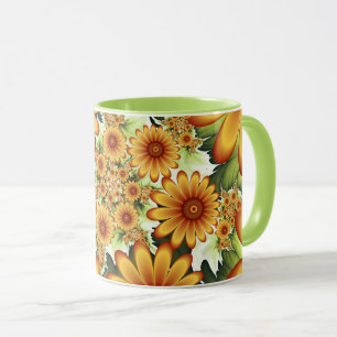 Floral Dream, Modern Abstract Flower Fractal Art Mug