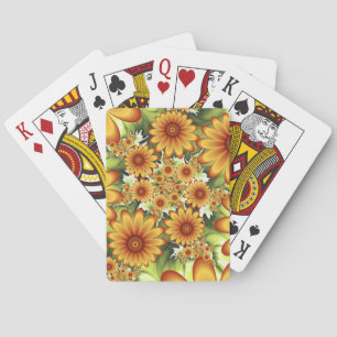 Floral Dream, Modern Abstract Flower Fractal Art Playing Cards