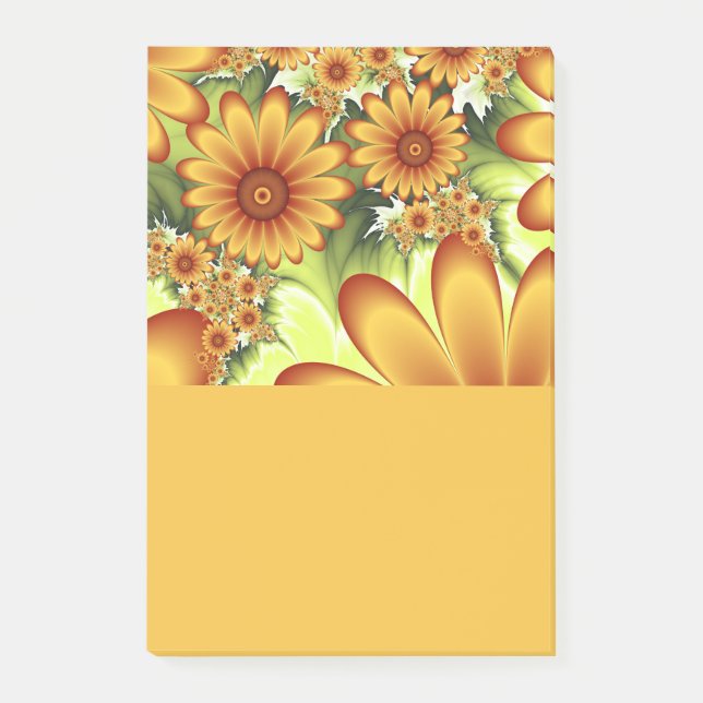 Floral Dream, Modern Abstract Flower Fractal Art Post-it Notes (Front)