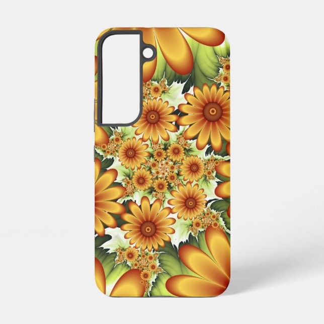 Floral Dream, Modern Abstract Flower Fractal Art Samsung Galaxy S22 Case (Back)