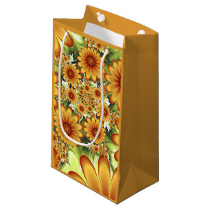 Floral Dream, Modern Abstract Flower Fractal Art Small Gift Bag