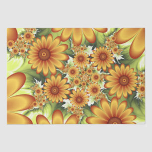 Floral Dream, Modern Abstract Flower Fractal Art Tissue Paper