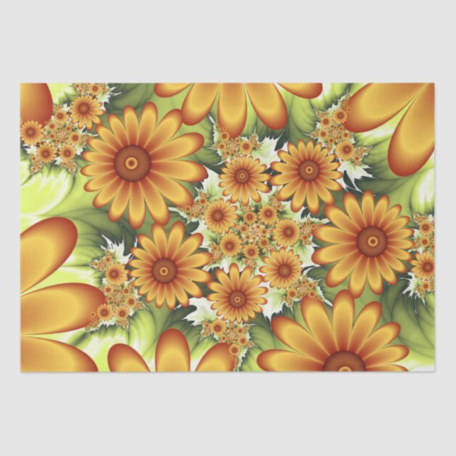 Floral Dream, Modern Abstract Flower Fractal Art Tissue Paper (Front)