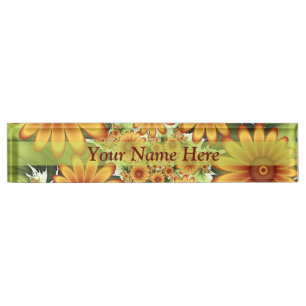 Floral Dream, Modern Abstract Flower Fractal Name Nameplate
