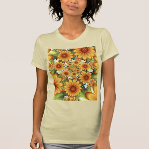 Floral Dream, Modern Abstract Flowers Fractal Art T-Shirt