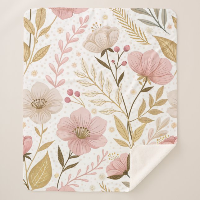 Floral Dream Mosaic – Seamless Artistic Bloom  Sherpa Blanket (Front)