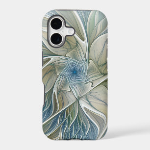 Floral Dream Pattern Abstract Blue Khaki Fractal