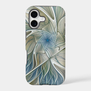 Floral Dream Pattern Abstract Blue Khaki Fractal