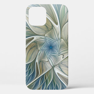 Floral Dream Pattern Abstract Blue Khaki Fractal iPhone 12 Case