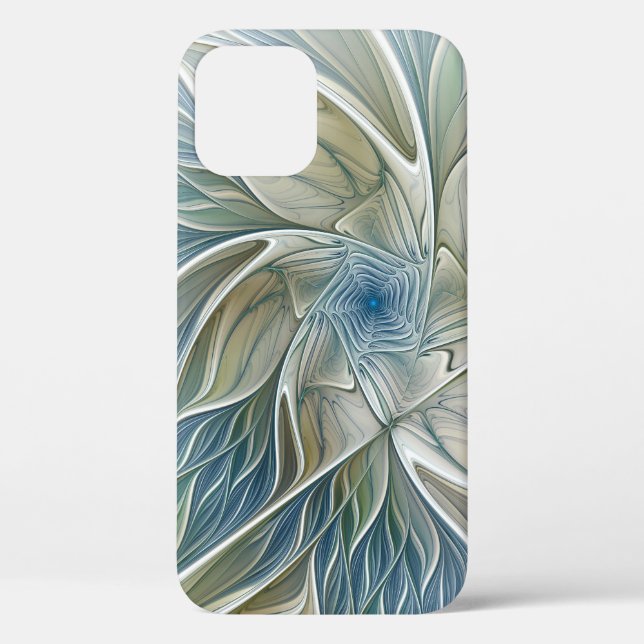 Floral Dream Pattern Abstract Blue Khaki Fractal Case-Mate iPhone Case (Back)