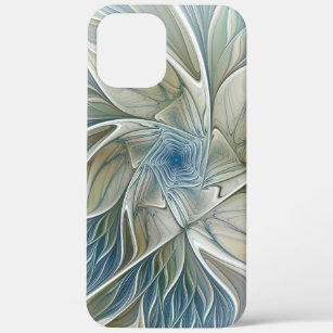Floral Dream Pattern Abstract Blue Khaki Fractal Case-Mate iPhone Case