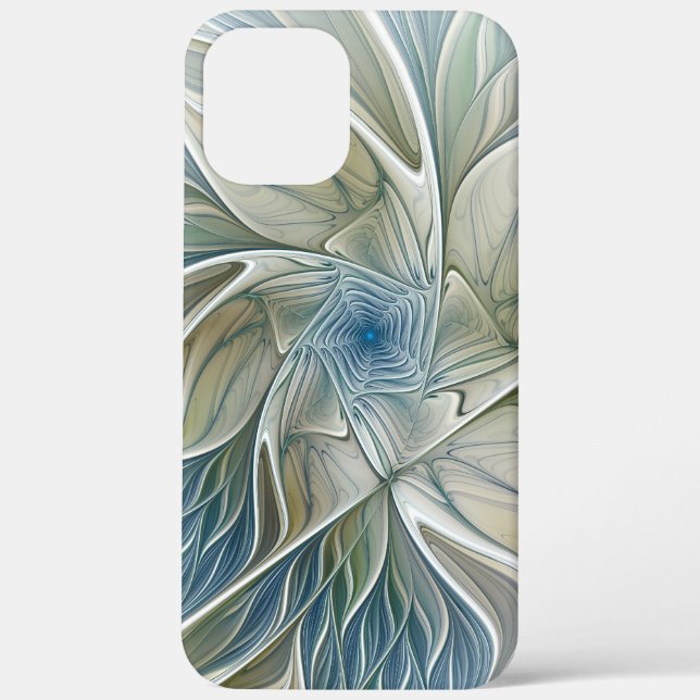 Floral Dream Pattern Abstract Blue Khaki Fractal Case-Mate iPhone Case (Back)