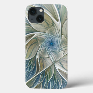 Floral Dream Pattern Abstract Blue Khaki Fractal iPhone 13 Case