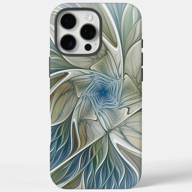 Floral Dream Pattern Abstract Blue Khaki Fractal Case-Mate iPhone Case (Back)
