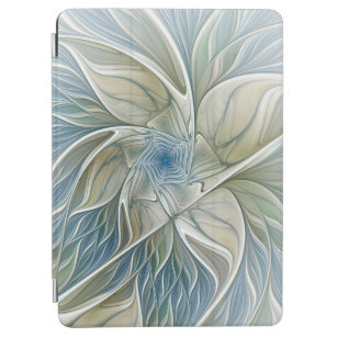 Floral Dream Pattern Abstract Blue Khaki Fractal iPad Air Cover