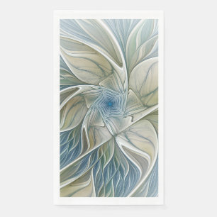 Floral Dream Pattern Abstract Blue Khaki Fractal Napkin