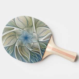Floral Dream Pattern Abstract Blue Khaki Fractal Ping Pong Paddle