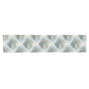 Floral Dream Pattern Abstract Blue Khaki Fractal Short Table Runner