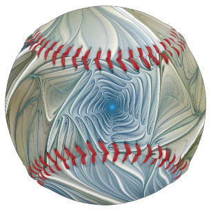 Floral Dream Pattern Abstract Blue Khaki Fractal Softball