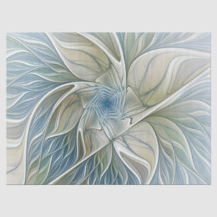 Floral Dream Pattern Abstract Blue Khaki Fractal Tissue Paper