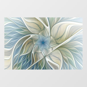 Floral Dream Pattern Abstract Blue Khaki Fractal Window Cling
