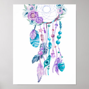Floral Dreamcatcher Poster Baby Nursery Decor