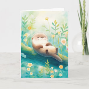 Floral Dreams and Branches Otter Cosy Escape Card