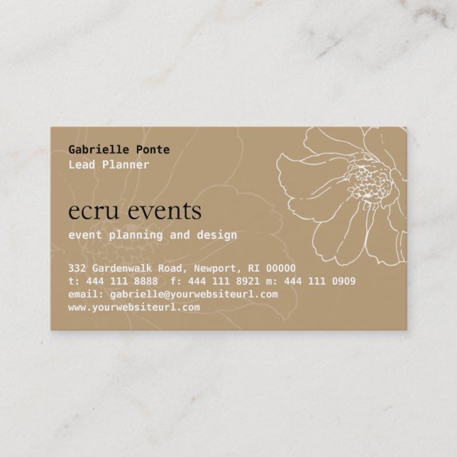 Floral Dreams Ecru Business Card (Front)