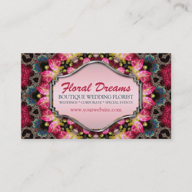 Floral Dreams Vintage Fractal Art Business Card (Front)