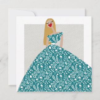 Floral Dress Glam Fashion Illustration Art Card