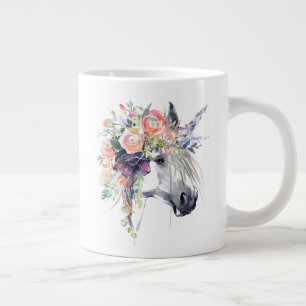 Floral Dressed Unicorn Large Coffee Mug