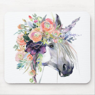 Floral Dressed Unicorn Mouse Mat