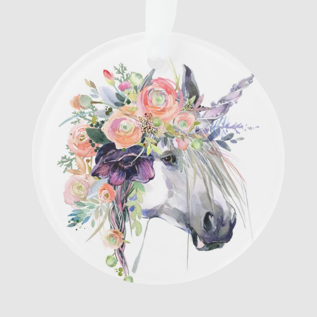 Floral Dressed Unicorn Ornament (Front)