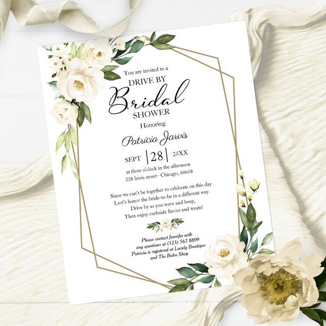 Floral Drive By Bridal Shower Budget Invitation (Creator Uploaded)