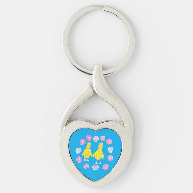 Floral ducklings  key ring (Front)