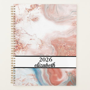Floral dusty black & gold name script planner