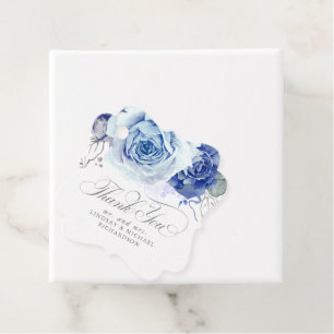 Floral Dusty Blue Boho Wedding Thank You Favour Tags