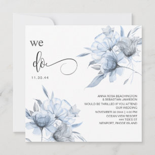 *~* Floral Dusty Blue Bouquet AR15 QR RSVP WEDDING Invitation